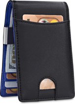 BAZORO® Portemonnee - Pasjeshouder - RFID Anti Skim - Kunstleer - Zwart / Blauw