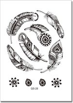 Hand/vinger tattoo spinning feathers - plaktattoo - tijdelijke tattoo - 11 cm x 8 cm (L x B)