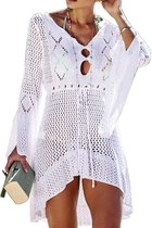 Super Sale! - Strandjurkje - Bikini cover up - Gehaakt jurkje - Beach dress - Medium - Lengte 90cm - Mouwlengte 65cm