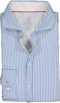 DESOTO slim fit overhemd - stretch tricot - lichtblauw-wit gestreept - Strijkvrij - Boordmaat: 47/48