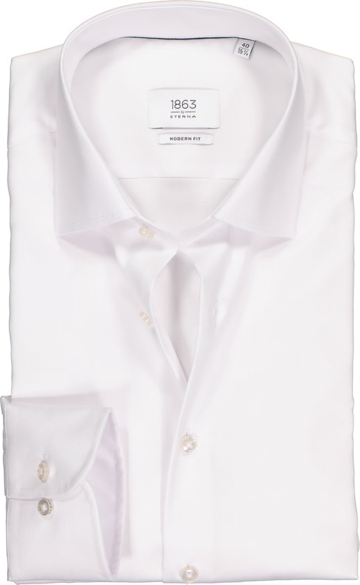 ETERNA 1863 Modern Fit overhemd - wit twill (premium) - Strijkvrij - Boordmaat: