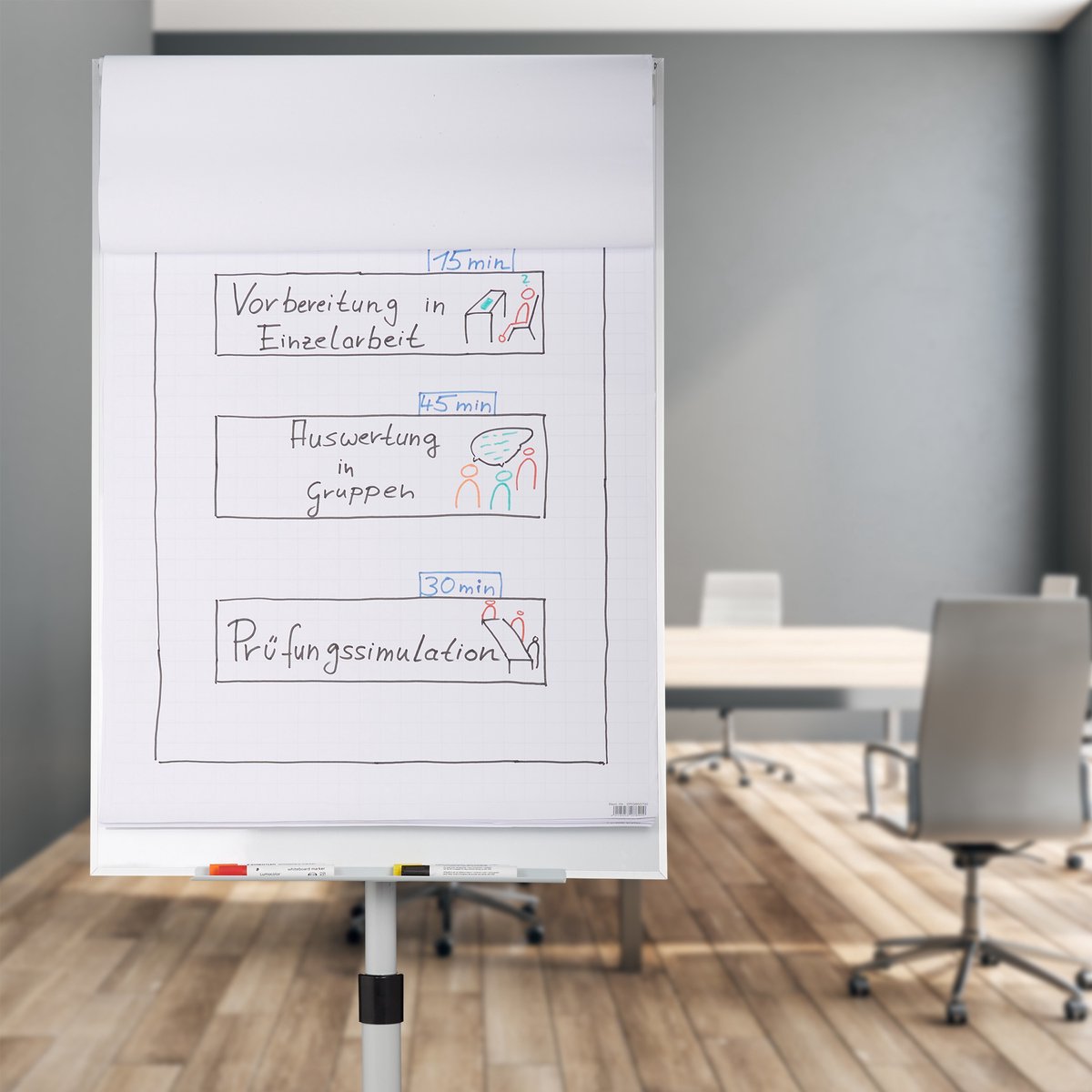 mobiele flipover - in hoogte verstelbaar - 100 x 70 cm - verrijdbare flipchart - op wielen thumbnail 5
