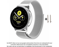 Zilver kleurig Metalen Sporthorloge bandje Milanees voor 20mm Smartwatches (zie compatibele modellen) van Samsung, Pebble, Garmin, Huawei, Moto, Ticwatch, Citizen en Q – 20 mm silver milanese smartwatch strap - 4You Webventures