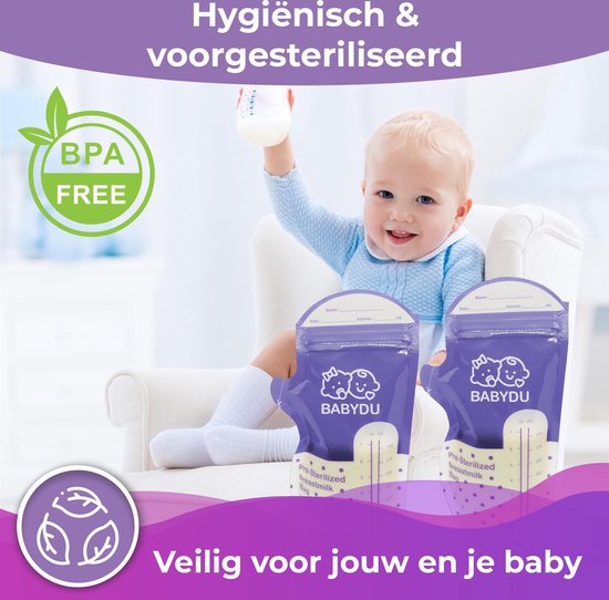 Sacs de rangement pour lait maternel BabyDu - Sacs d' Allaitement - 150 pièces