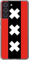 6F hoesje - geschikt voor Samsung Galaxy S21 FE -  Transparant TPU Case - Amsterdamse vlag #ffffff