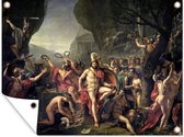 Muurdecoratie buiten Leonidas bij Thermopylae - Schilderij van Jacques-Louis David - 160x120 cm - Tuindoek - Buitenposter