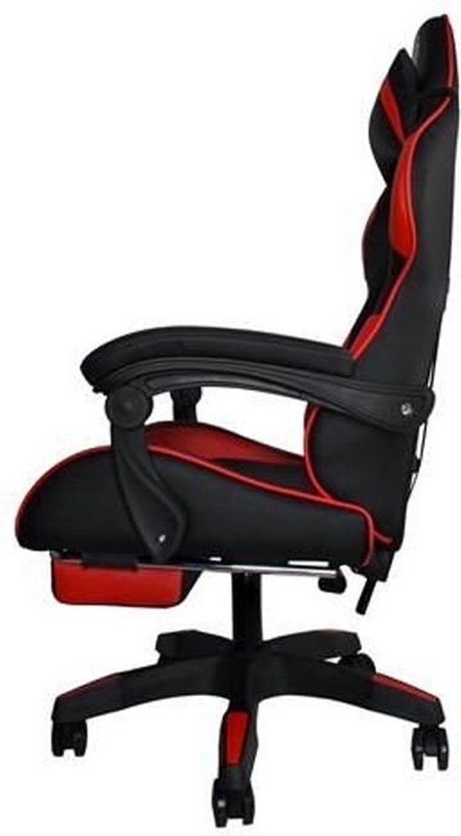Deluxe Gaming Stoel Verstelbaar Rood/Zwart met Voetensteun - afbeelding 3