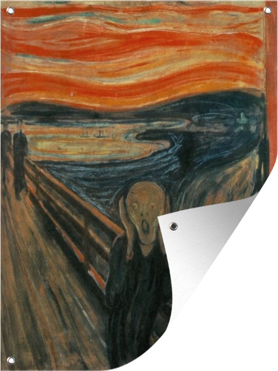 Muurdecoratie buiten De schreeuw - Edvard Munch - 120x160 cm - Tuindoek - Buitenposter