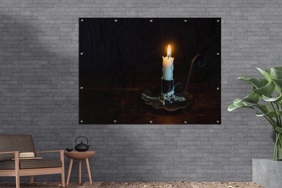 Bougie sur une table en bois 160x120 cm XXL / Groot format!