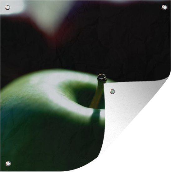 Tuinposters Close-up van een groene appel - 50x50 cm - Tuindoek - Buitenposter