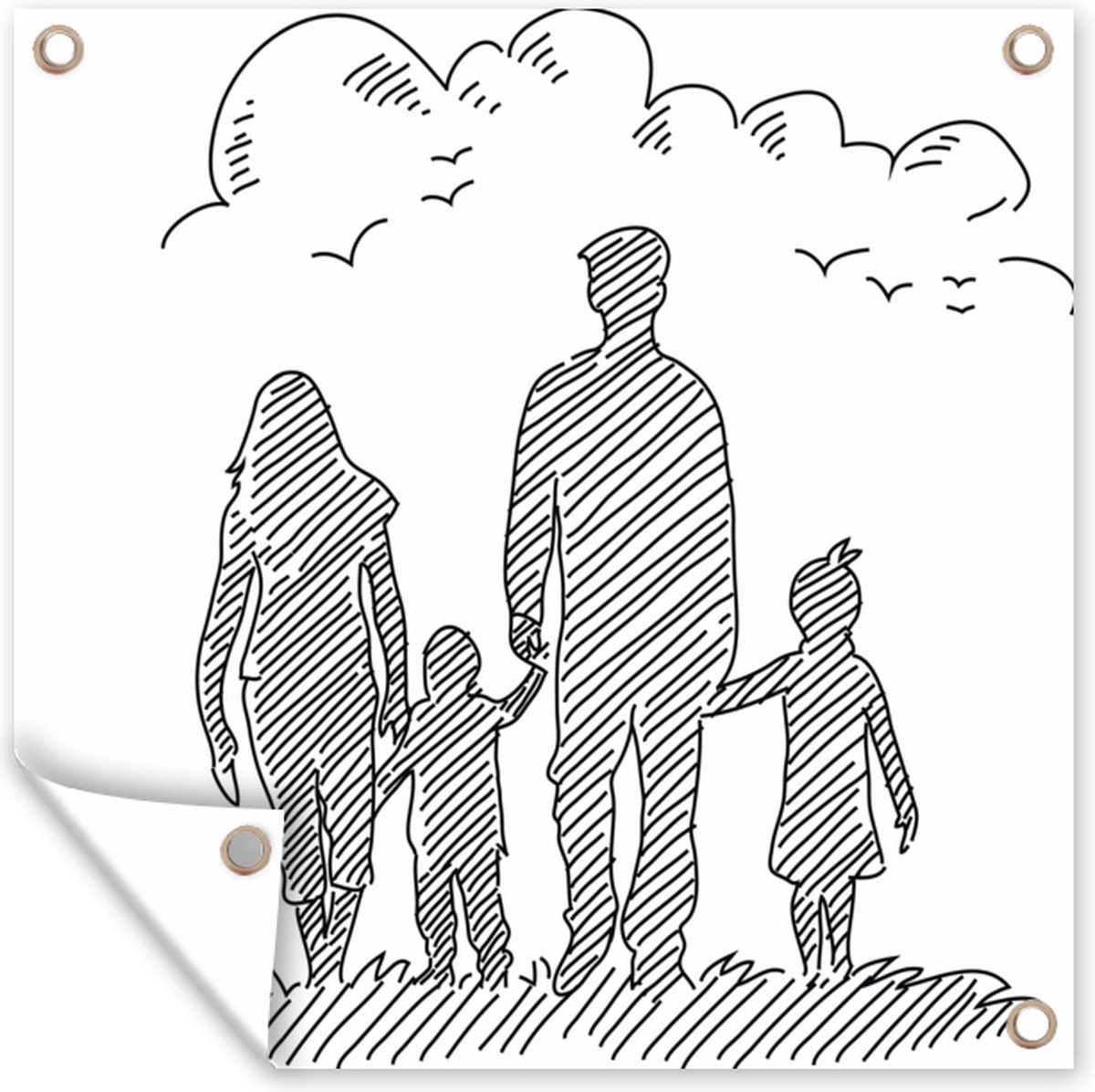Tuindoek Tekening Van Een Getekende Familie 100x100 Cm Bol tuindoek-tekening-van-een-getekende-familie-100x100-cm-bol