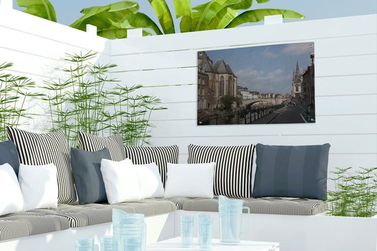 Décoration de jardin Water - Architecture - Pont - Gand - 60x40 cm - Poster jardin - Toile jardin