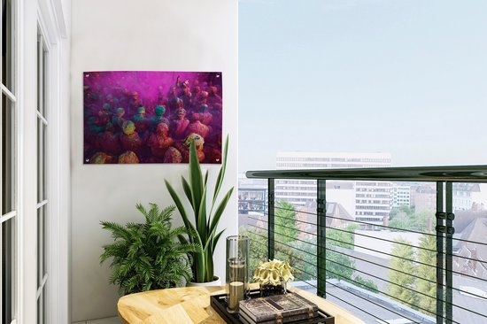 Affiche de jardin Inde (2) - Braj Holi rituel en Inde affiche de jardin toile en vrac 60x40 cm - Toile de jardin / Toile d'extérieur / Peintures pour l'extérieur (décoration de jardin)