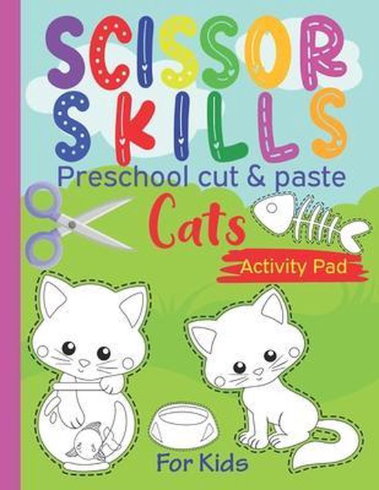 Scissor Skills Preschool cut & paste cats activity pad for kids
