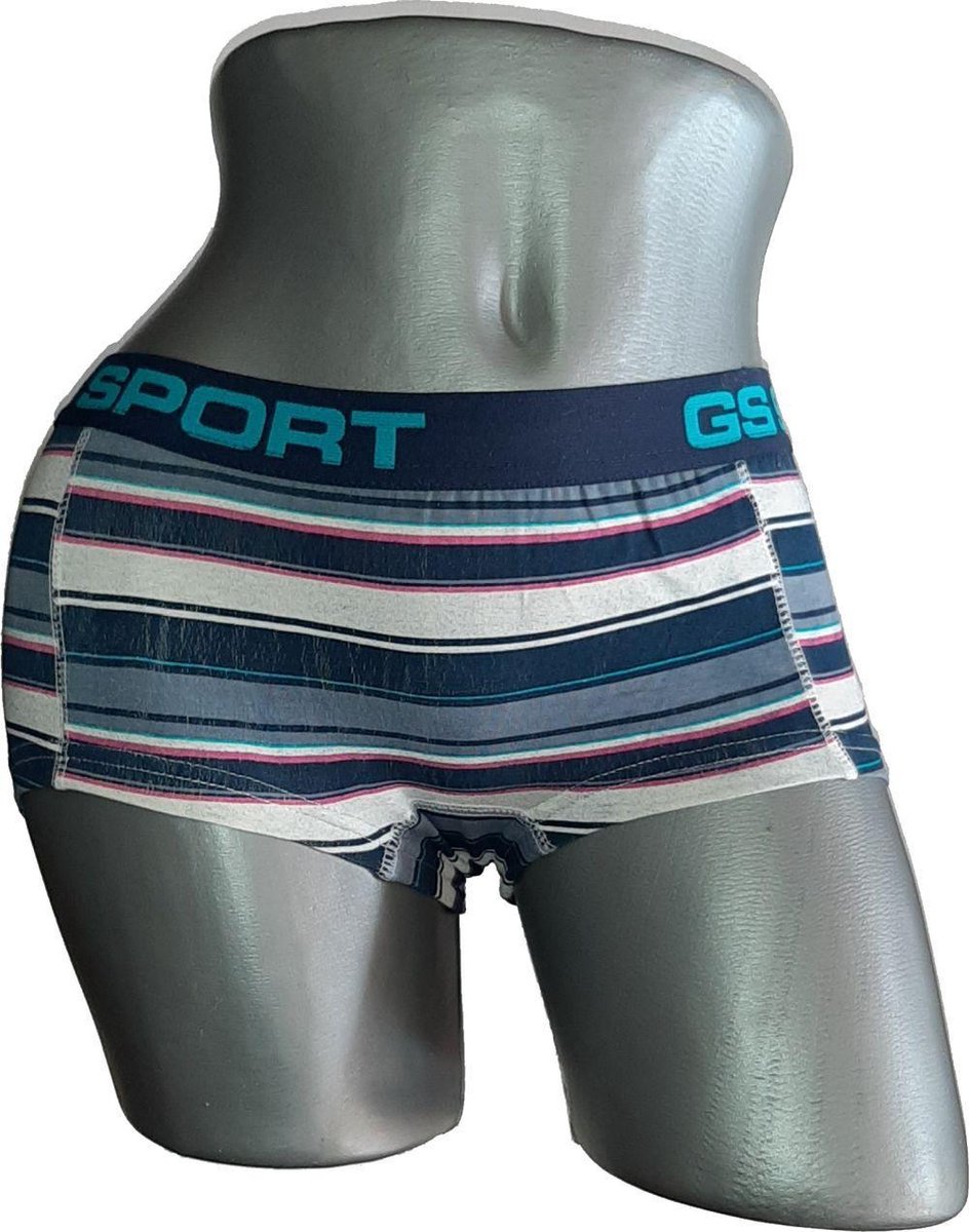 GS-Sport Dames Boxers Streep Marine 2-Pack Maat M