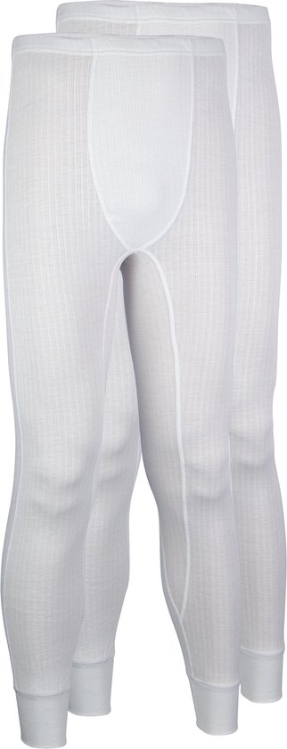 Set van twee witte thermobroeken met ribbelstructuur.