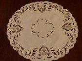 Tafelkleed - Crèmekleurig met kant in de vorm van een Hart - Rond 60 cm