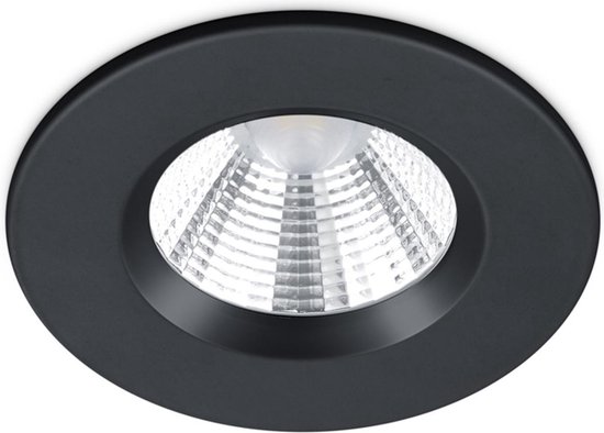 LED Spot – Inbouwspot – Torna Zagrona – 5W – Waterdicht IP65 – Dimbaar – Warm Wit 3000K – Mat Zwart – Aluminium – Rond