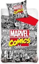 Avengers Dekbedovertrek Comic - Eenpersoons - 140x200 cm - Grijs