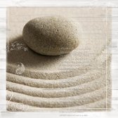 Tuinposter - Zen / Steen / Zand - Collage steen in Beige / wit / zwart / bruin - 160 x 160 cm.