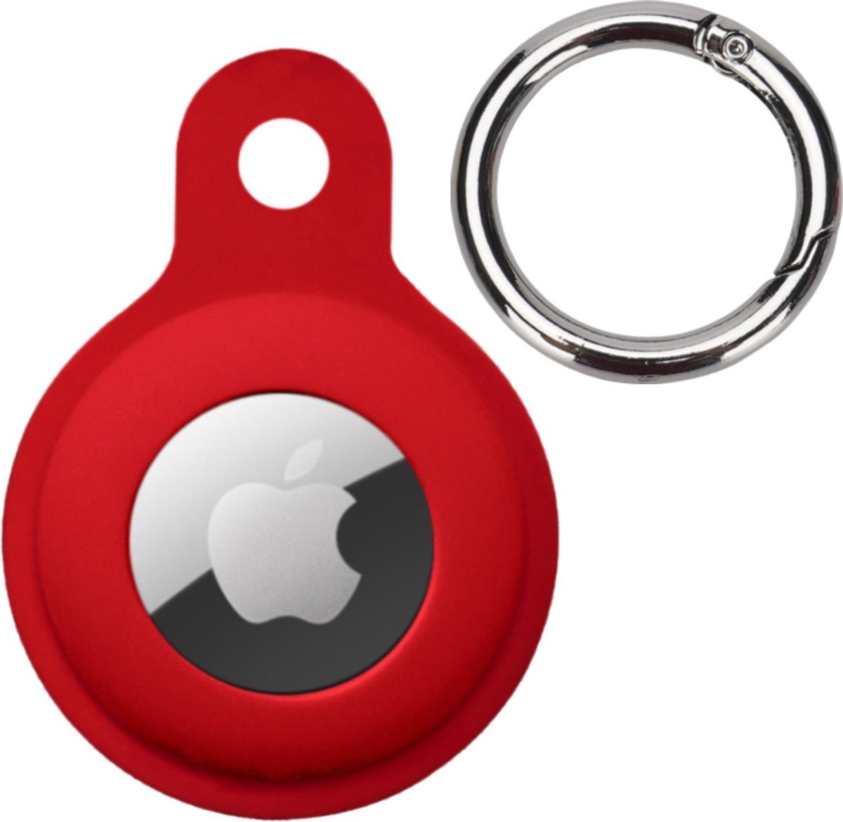 Hoesje Geschikt voor Apple AirTag Hoesje Case Hoesje Geschikt voor Apple AirTag Sleutelhanger Siliconen Hoes - Donkerrood