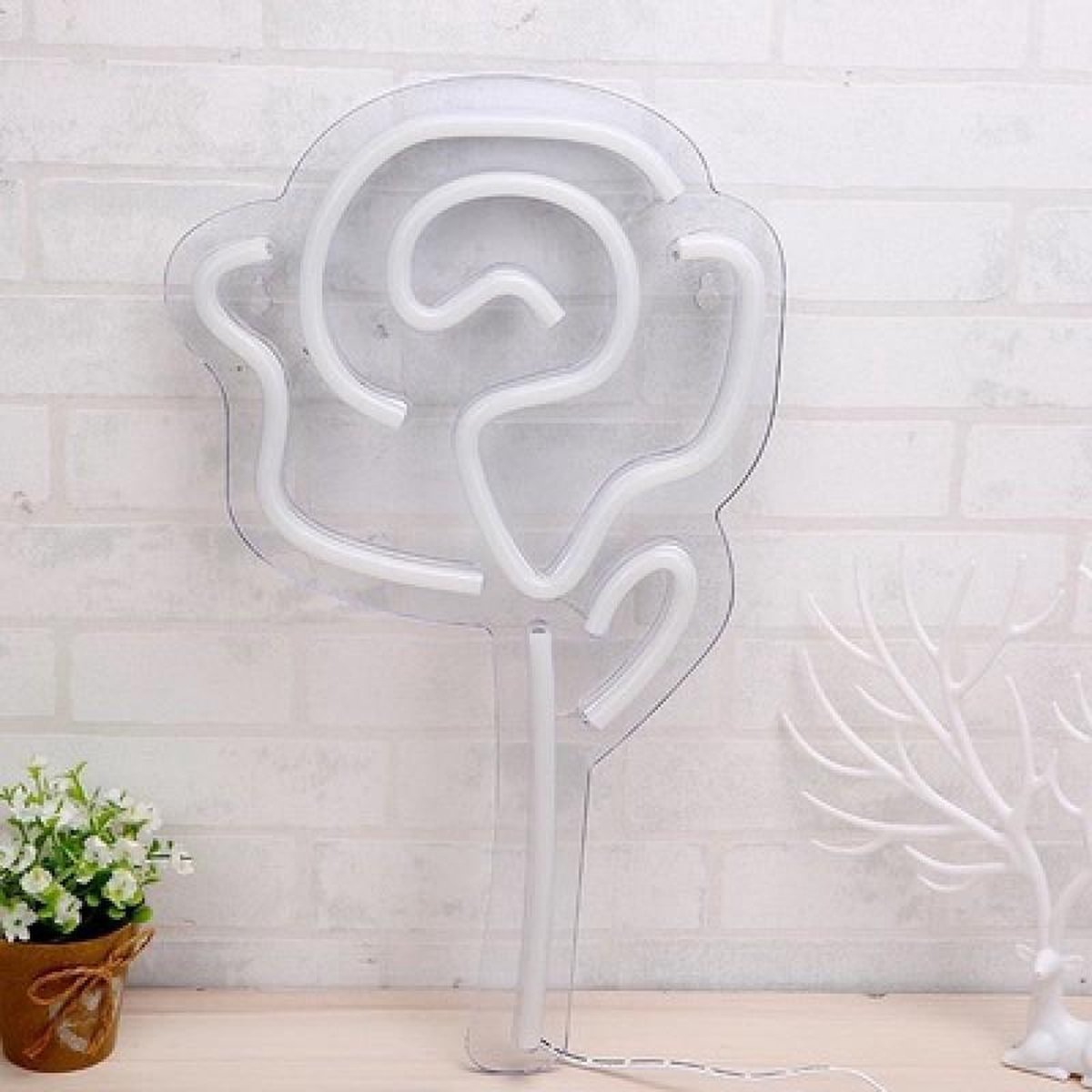 Applique Murale LED NÉON Rose Et Jaune - Déco Moderne - Alimentation USB - 38x27 Cm