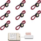 LED terrasoverkapping inbouwspot Pals zwart - inclusief trafo - i.c.m. Somfy IO / veranda / carport / serre / LED buitenverlichting / 3W / dimbaar / warmwit - set van 8 stuks