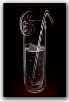Tuinposter - Keuken / Eten / Voeding - glas / cocktail in wit / zwart   - 120 x 180 cm.