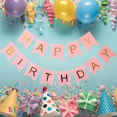 Happy Birthday Slinger , Letter Slinger , Feestversiering Roze & Goud Verjaardags Decoratie