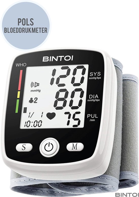Bintoi® BXE100 - Bloeddrukmeter Pols - Hartslagmeter - USB Oplaadbaar - Incl. Opbergcase - 2 Gebruikers