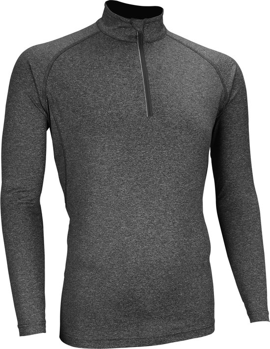 Avento Sportshirt Lange Mouw - Heren - Antraciet mêlee/Zilver - L