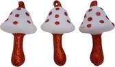6x stuks houten kersthangers paddenstoelen 6 cm kerstornamenten - Houten ornamenten kerstversiering