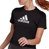 adidas Cropped Sport Sportshirt - Maat XS  - Vrouwen - zwart - wit