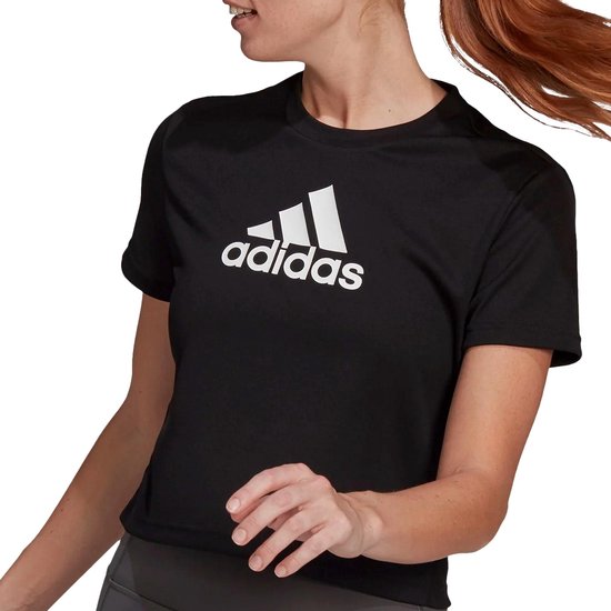 adidas Cropped Sport Sportshirt - Maat M - Vrouwen - zwart - wit | bol.com