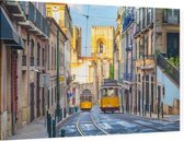 Tramwagons op lijn 28E in heuvelachtig Lissabon - Foto op Canvas - 150 x 100 cm