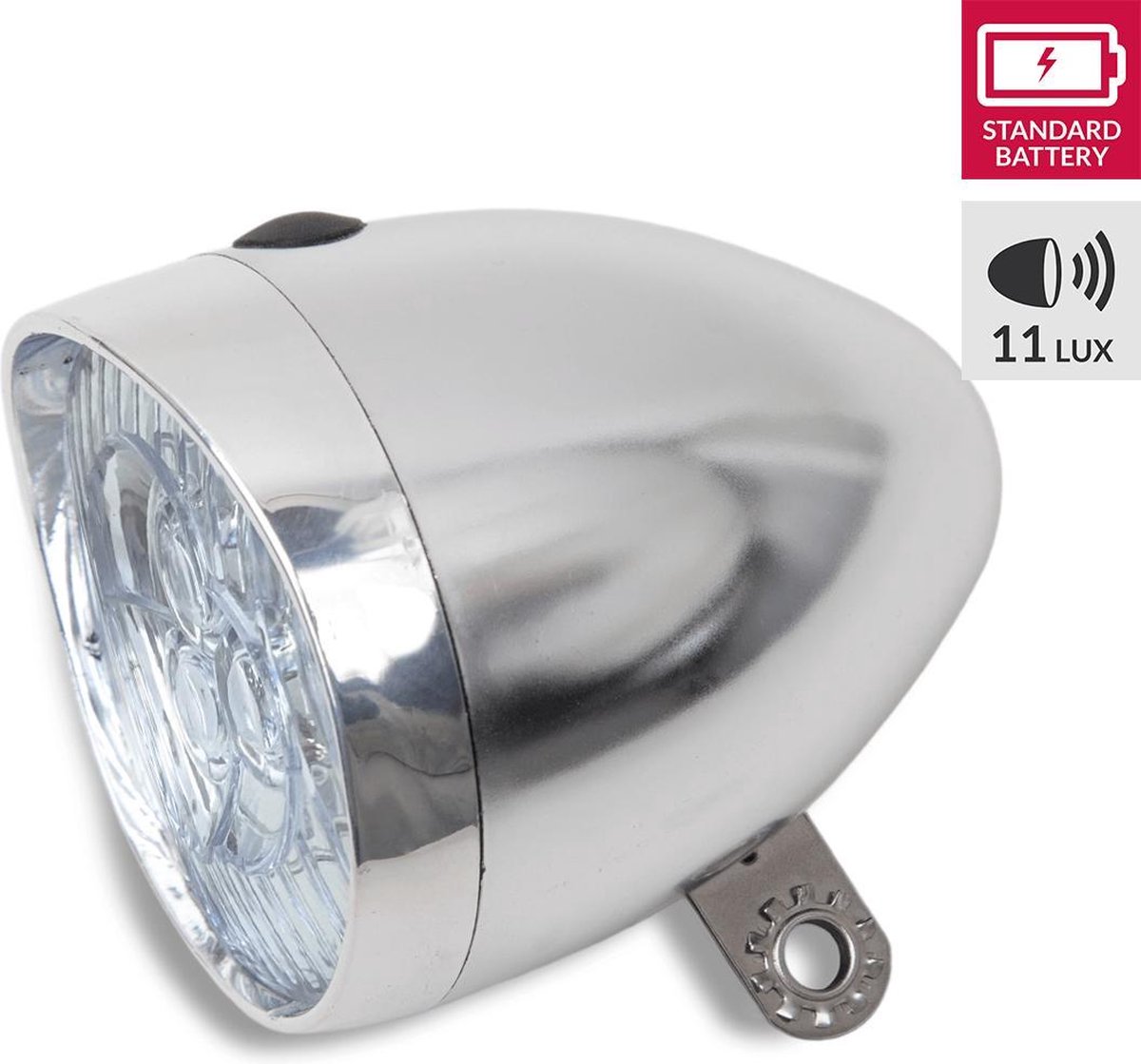 koplamp Retro batterij led 11 Lux chroom