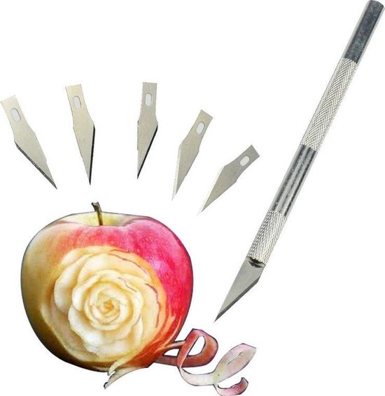 Foto: Winkrs precisie hobby penmes met 5 extra mesjes scalpel mes voor houtsnijwerk fruit decoratie leerbewerking etc 