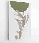 Foliage line art drawing with abstract shape. Abstract Eucalyptus and Art design for print, cover, wallpaper, Minimal and natural wall art. 4 - Moderne schilderijen – Vertical – 18