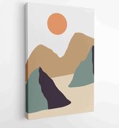 Mountain and Botanical wall art vector set. Earth tones landscapes backgrounds set with moon and sun. 1 - Moderne schilderijen – Vertical – 1827852695 - 115*75 Vertical