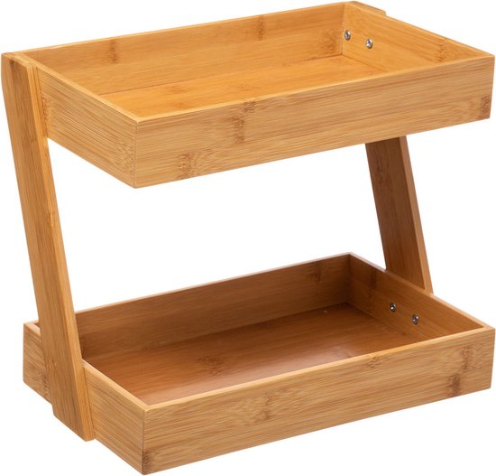 ELEpure Etagèretrap met 2 treden, hout met plexiglas, met doorzichtige planchetten, organizer of decoratieve standaard voor beeldjesverzameling, 40 x 10 x 29 cm