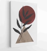 Botanical wall art vector set. Foliage line art drawing with abstract shape. 3 - Moderne schilderijen – Vertical – 1810070359 - 40-30 Vertical