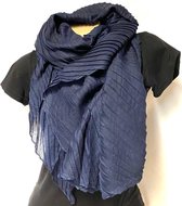 Geribbelde Dunne Dames Sjaal - Marineblauw - 185 x 80 cm (5406)