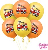 Brandweer - Ballonnen - vuur - brandweerauto - brandweerman - sirene - kinderfeestje - versiering - partijtje - feest - geel - oranje - Set van 6