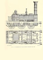 Poster Patent Locomotief - Vintage Trein - Kinderkamer Prent - Retro Blauwdruk Staand - Large 50x70