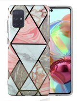 Samsung Galaxy A52 Marmer Case | Back Cover | TPU Telefoonhoesje | Grijs / Roze