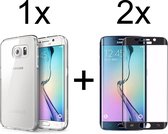 Samsung S7 Edge Hoesje - Samsung Galaxy S7 Edge hoesje transparant siliconen case hoes cover hoesjes - Full Cover - 2x samsung galaxy s7 edge screenprotector