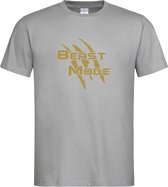 Grijs T shirt met  " Beast Mode " print Goud size S