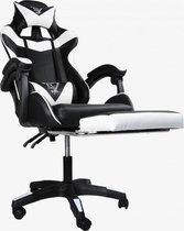 Chaise de jeu pivotante avec repose-pieds EC GAMING KO - Chaise de jeu avec repose-pieds - Chaise de bureau Premium - Chaise d'ordinateur - Zwart / Wit
