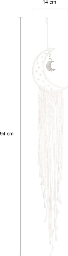 QUVIO Dromenvanger maan groot / Dream catcher / Indianen droomvanger / Woonaccessoires / Decoratieve accessoire - Wit - 20 x 92 cm (bxh)