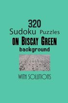 320 Sudoku Puzzles on Biscay Green background with solutions